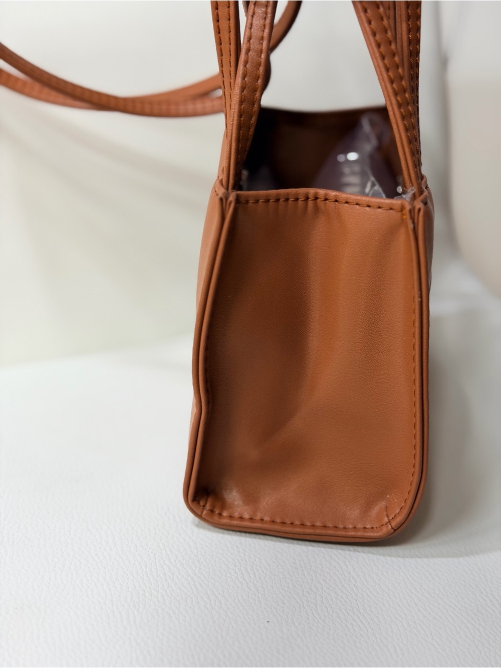 NWOT Telfar Mini Unisex Leather Crossbody Shoulder Handheld Tan Brown Embossed - Picture 9 of 9